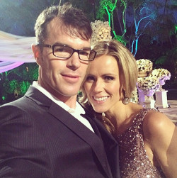 Trista Sutter and Ryan Sutter posed at Sean Lowe and Catherine Giudici's live TV Bachelor wedding Credit: Courtesy Trista Sutter 