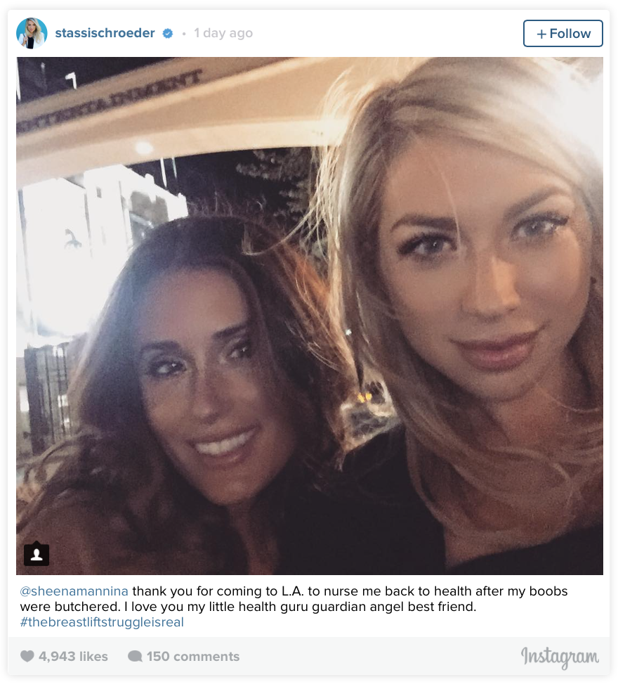Stassi Schroeder recovering from boob job - Ok! Here's the S